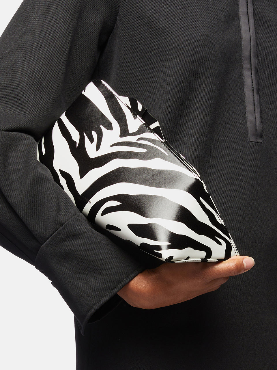 ''8.30 PM'' black and white oversized clutch