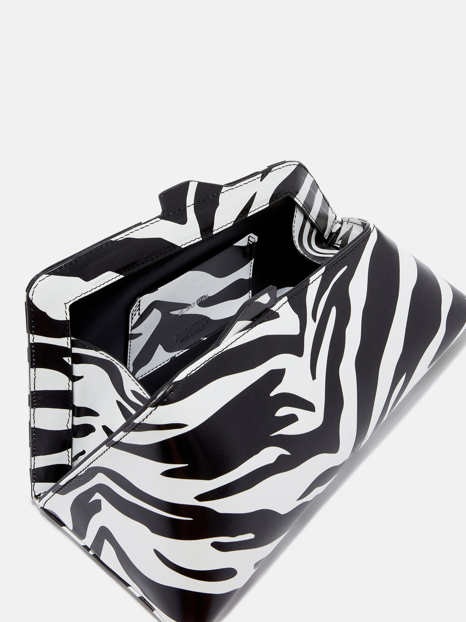 ''8.30 PM'' black and white oversized clutch