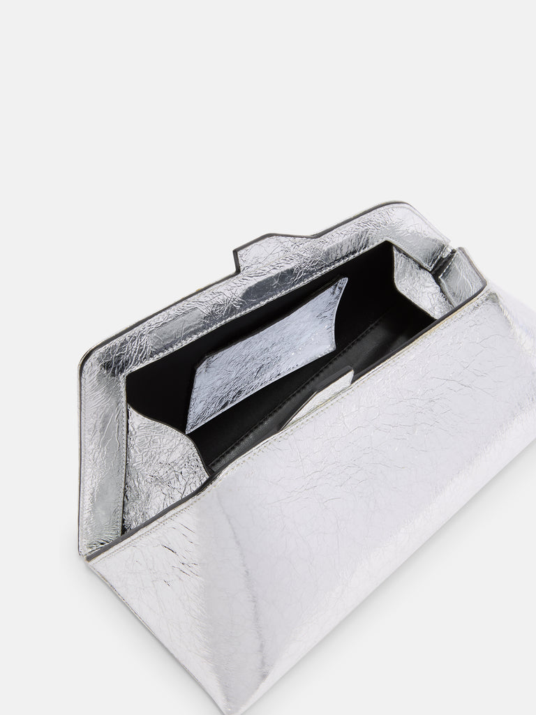 ''8.30 PM'' silver oversized clutch