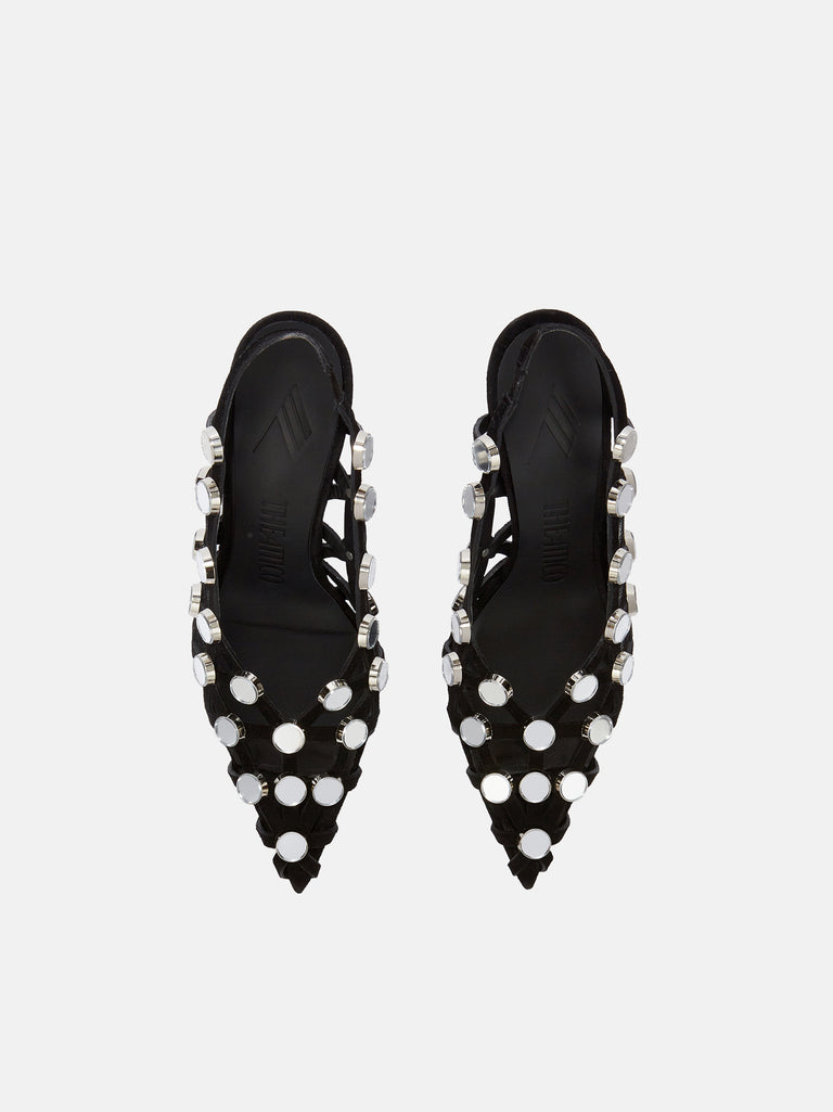''Grid'' black slingback