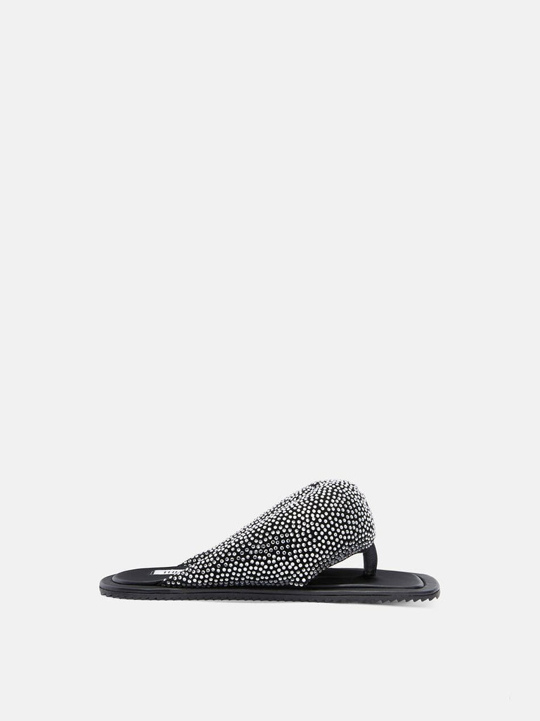 ''Indie Max'' black and crystal flat thong