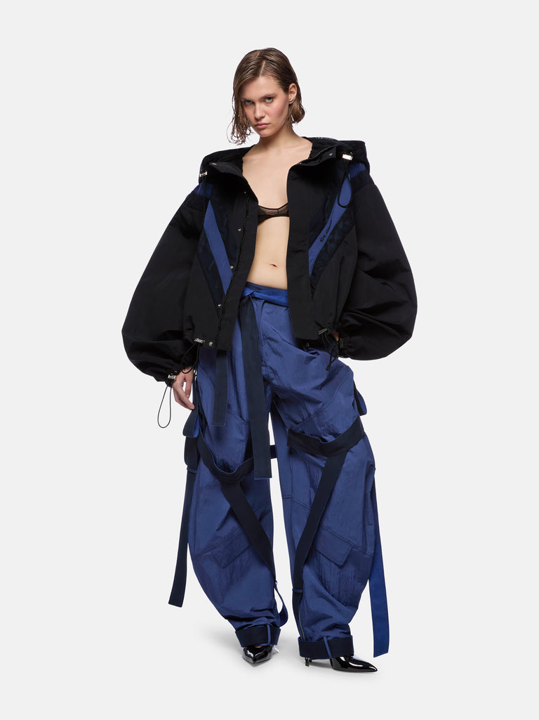 Blue and black bomber