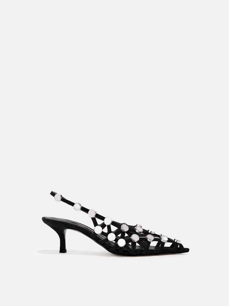 ''Grid'' black slingback