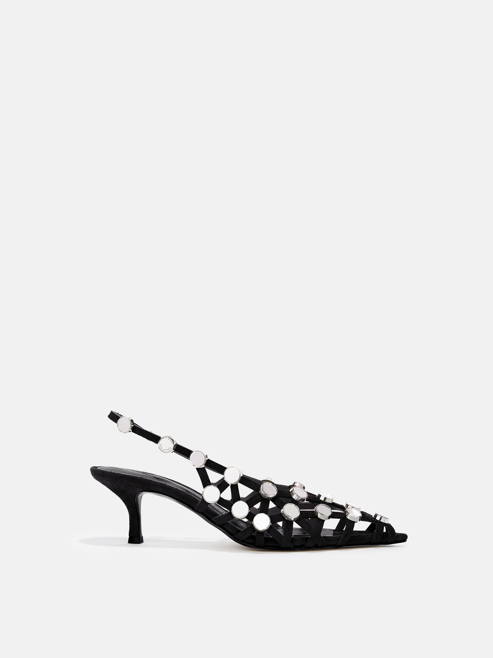''Grid'' black slingback