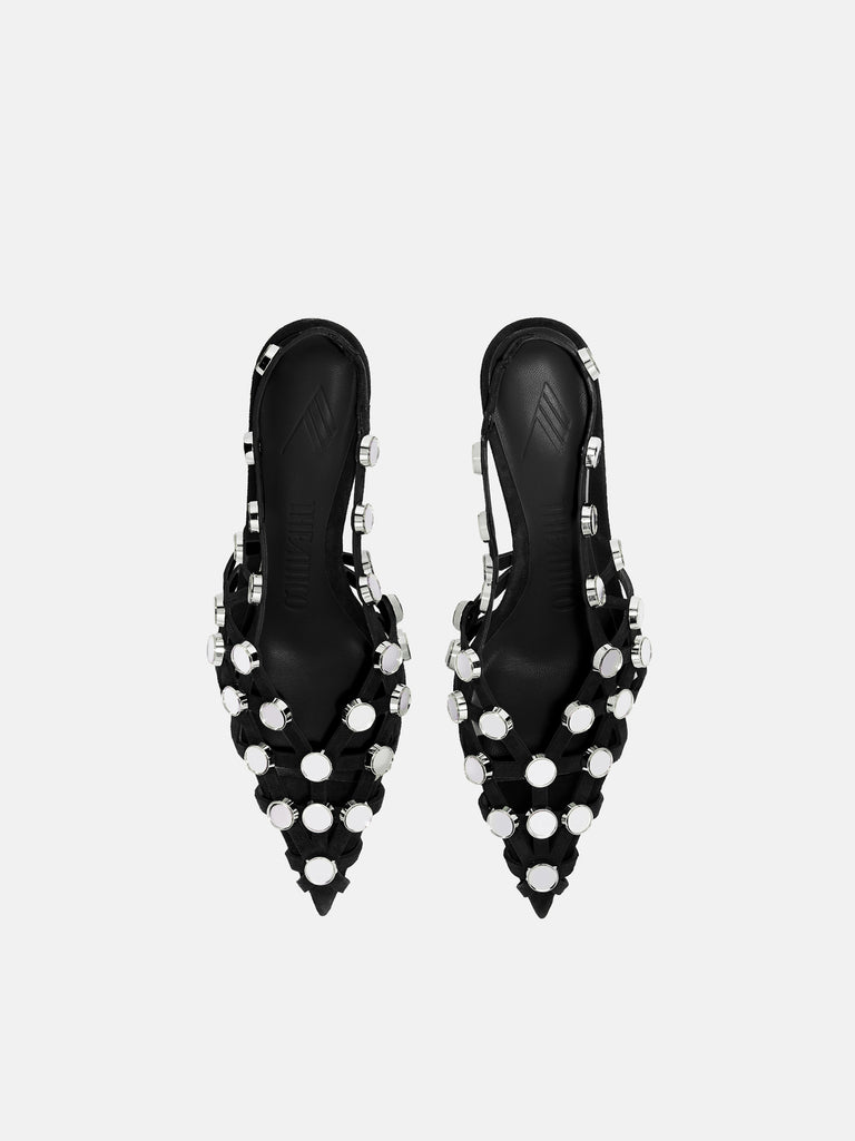 ''Grid'' black slingback