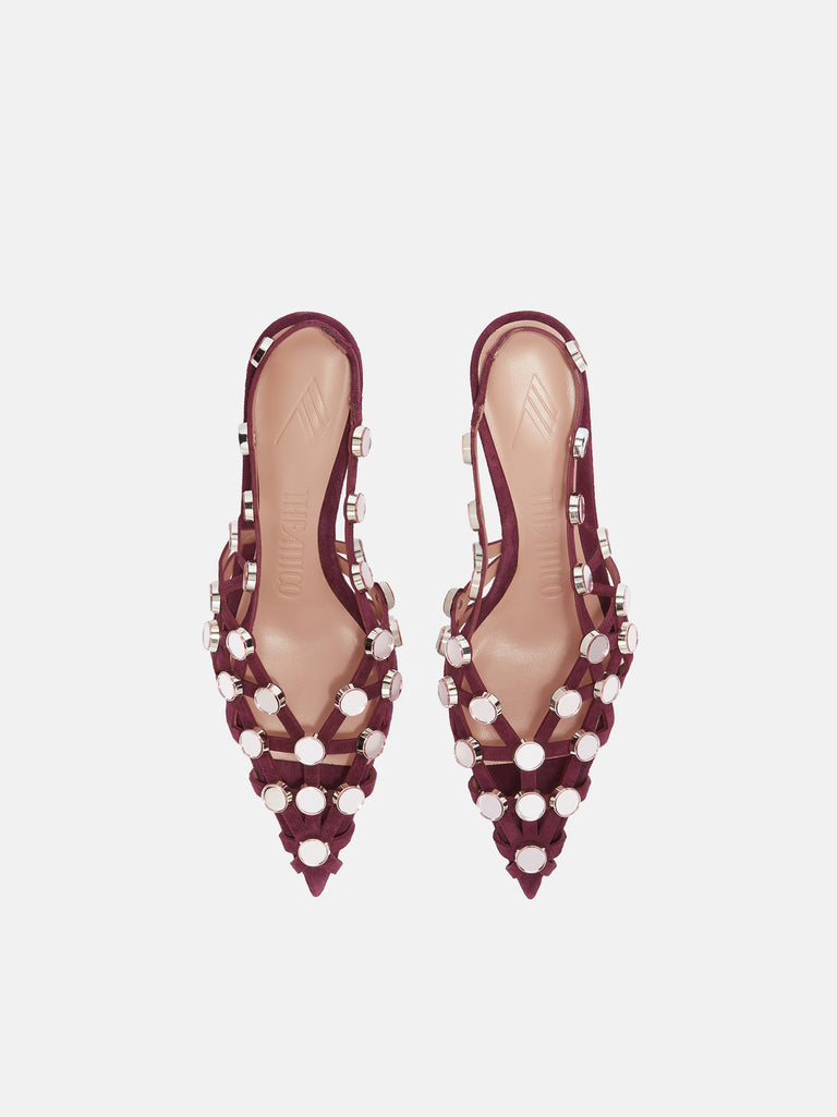 ''Grid'' burgundy and light pink slingback