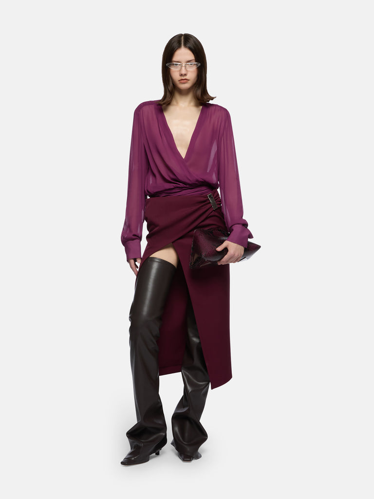 Burgundy midi skirt