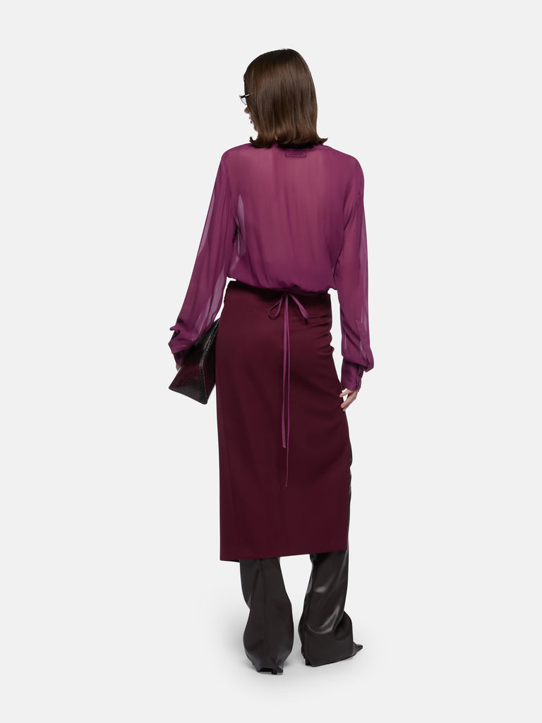 Burgundy midi skirt