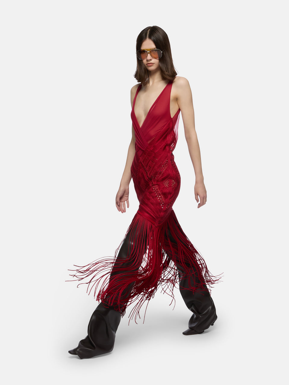 Red midi dress
