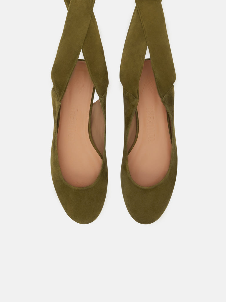 ''Cloe'' ballerina flat military green