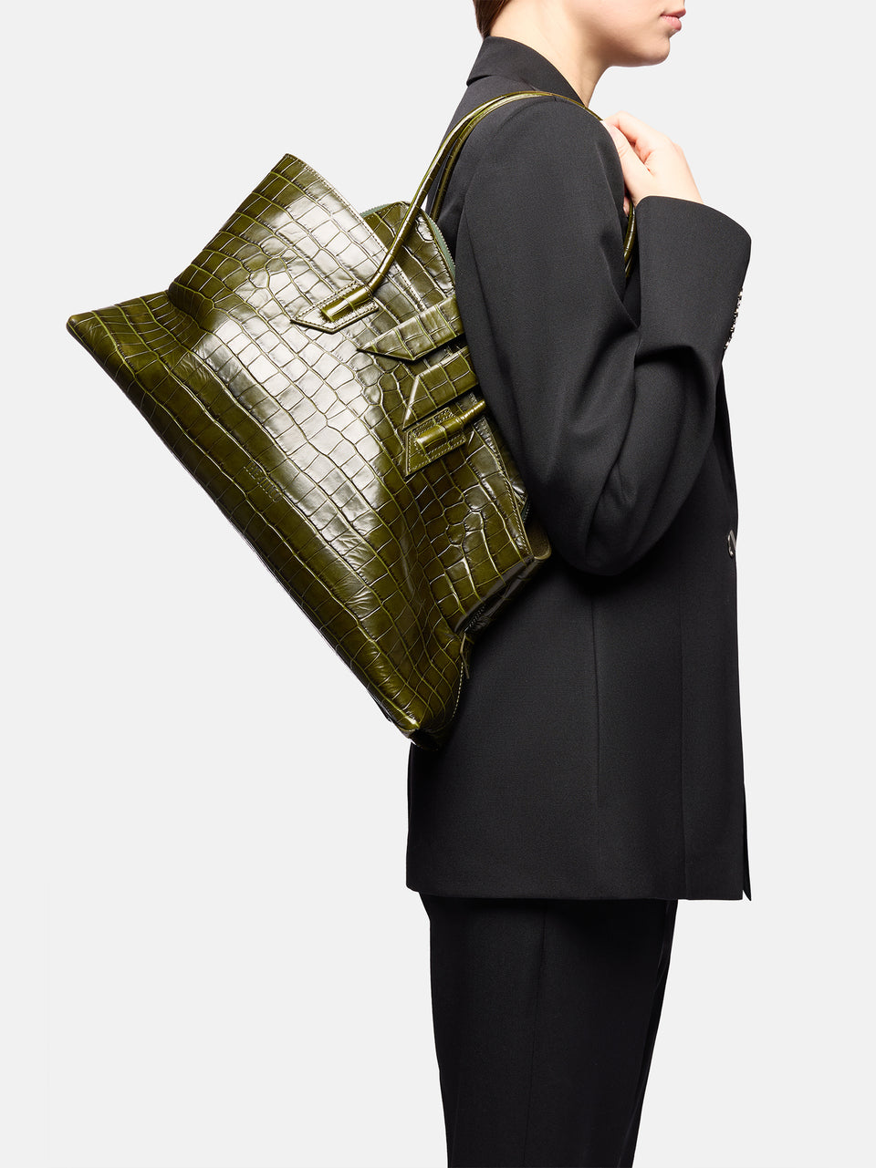 ''La Passeggiata Medium'' dark green top handle