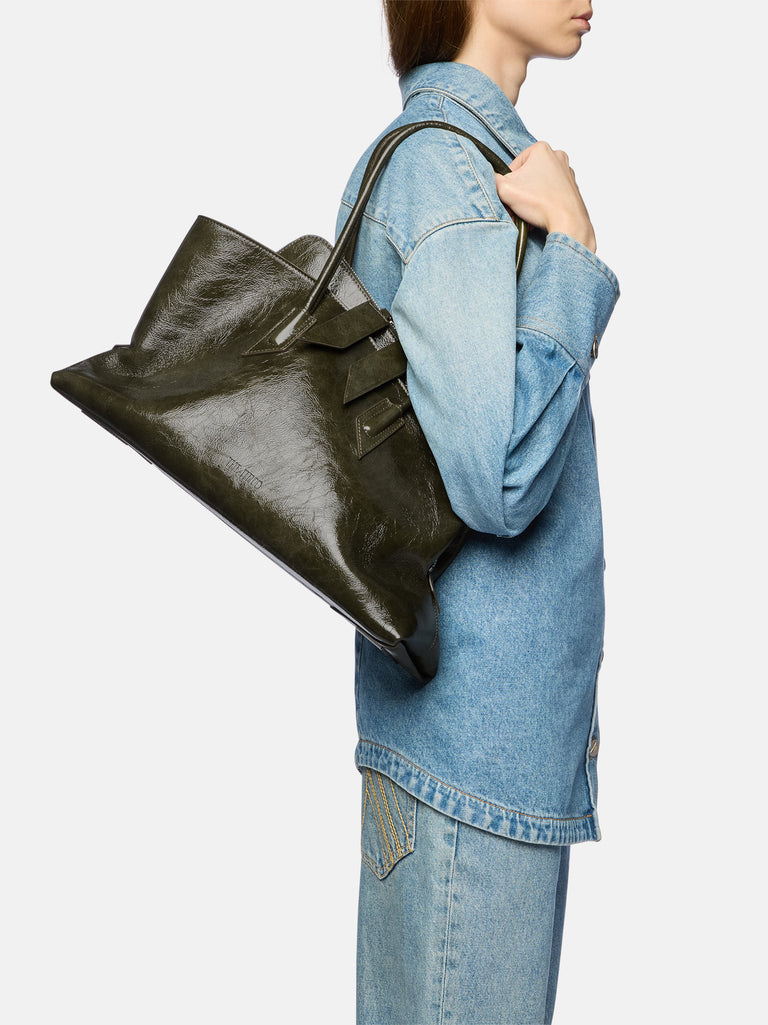 ''La Passeggiata Medium'' olive brown top handle