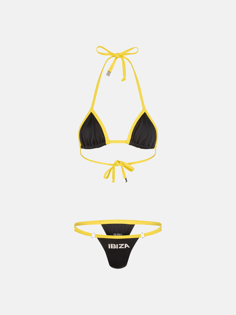 White, black and yellow bikini