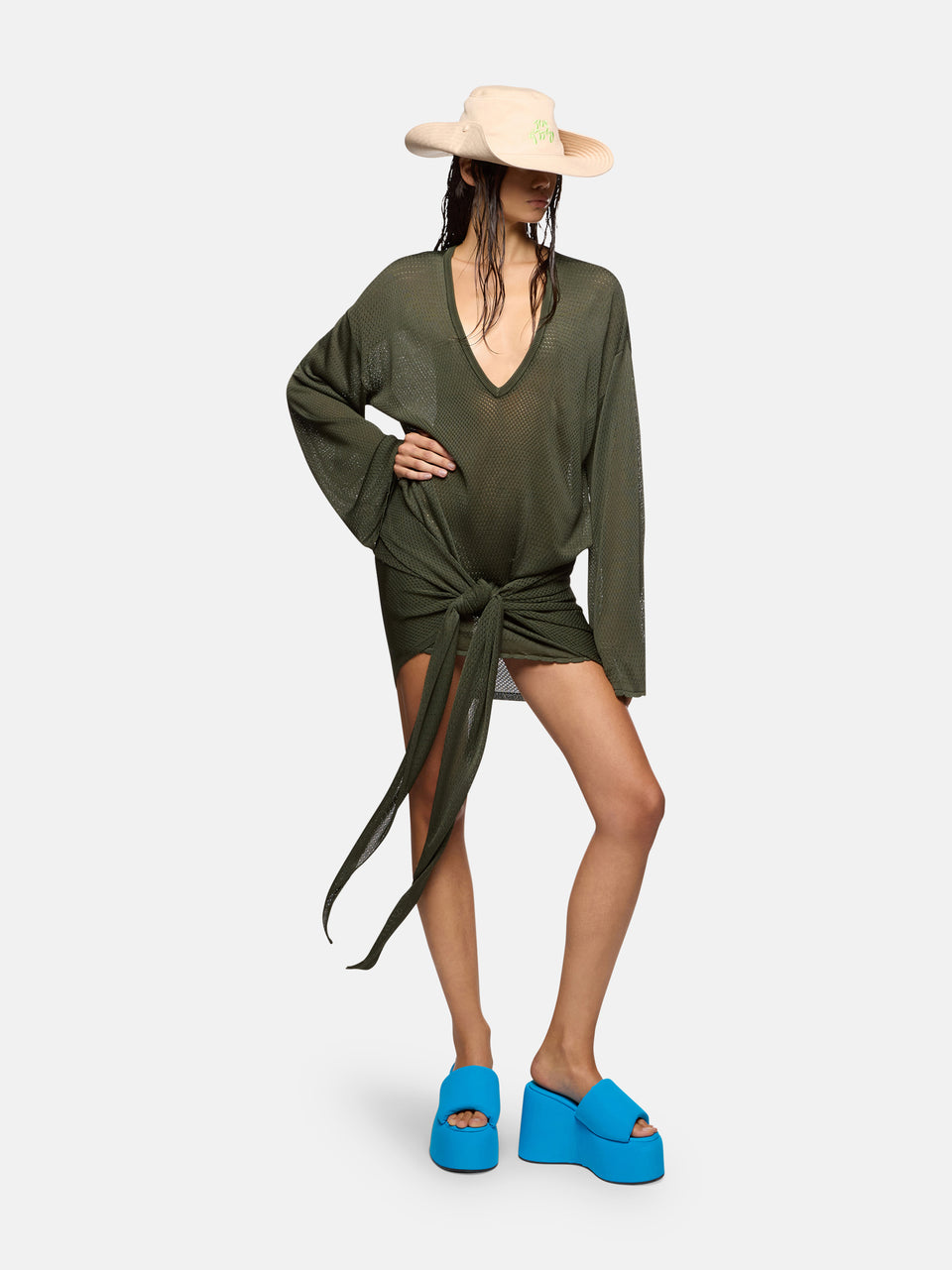 Dark green mini dress
