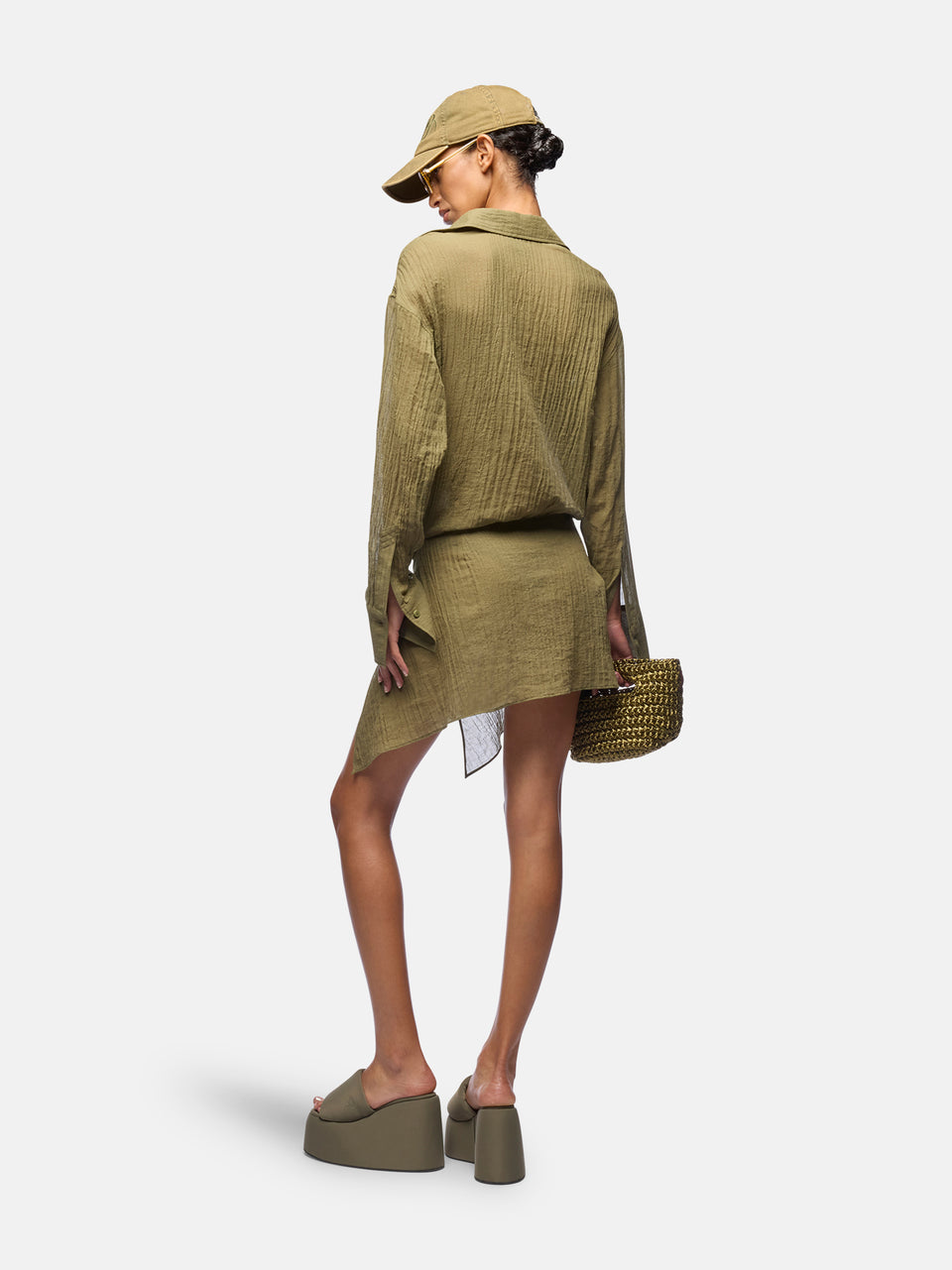 Military green mini dress