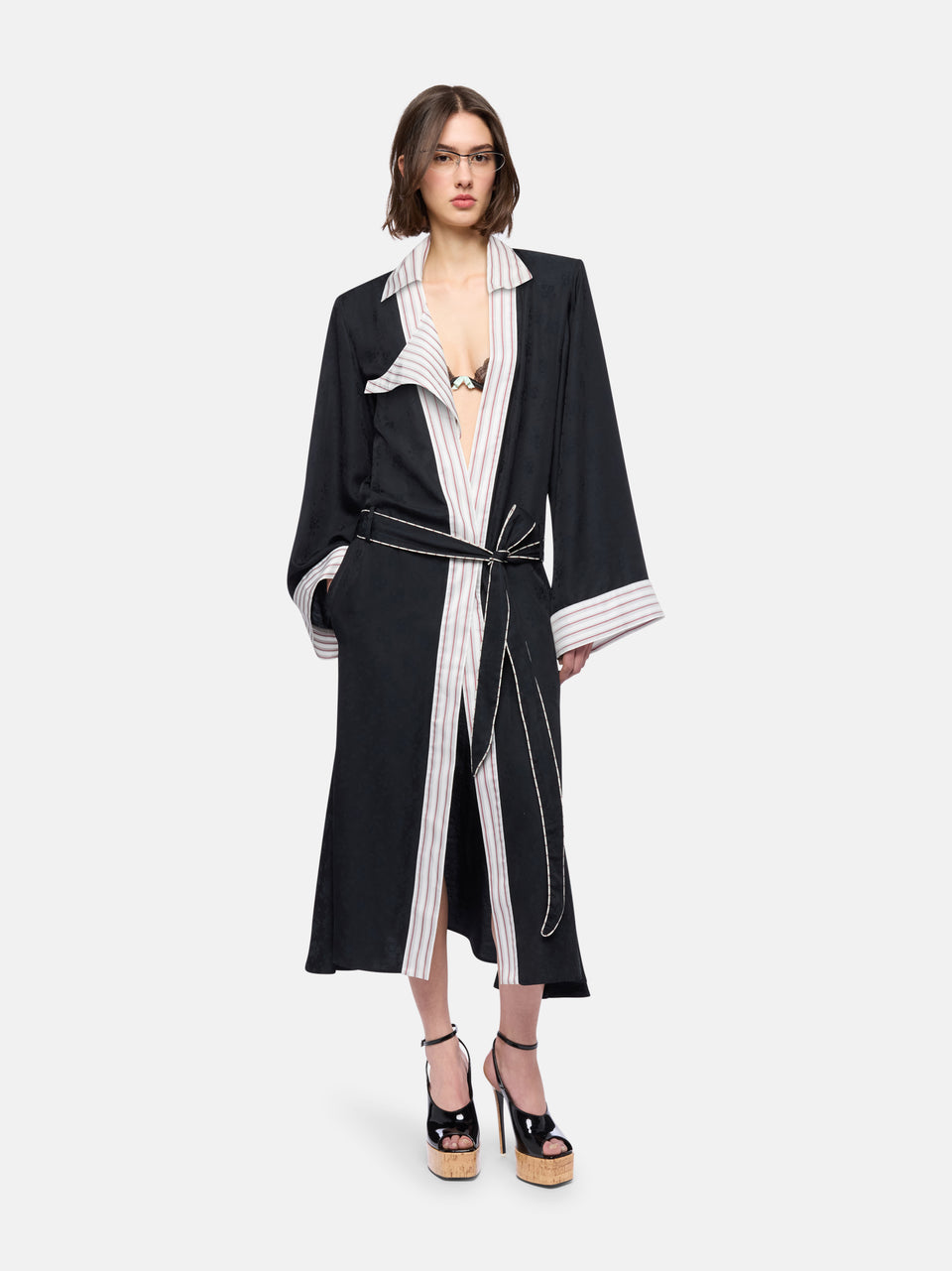 Black and white long coat