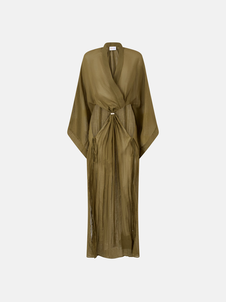 Military green maxi dress