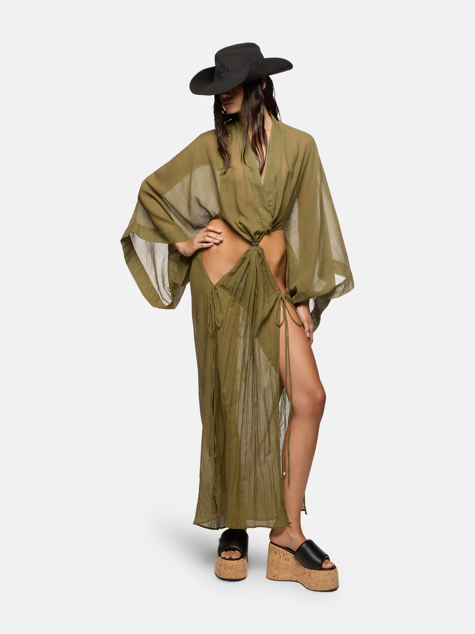 Military green maxi dress
