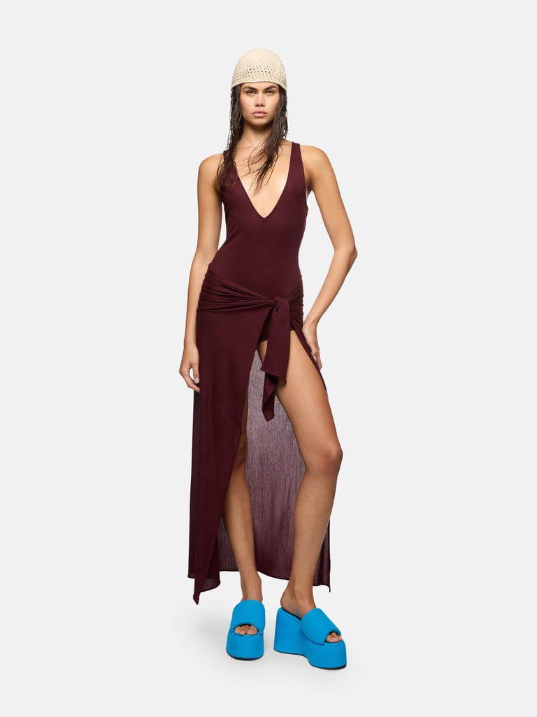 Dark grapes midi dress