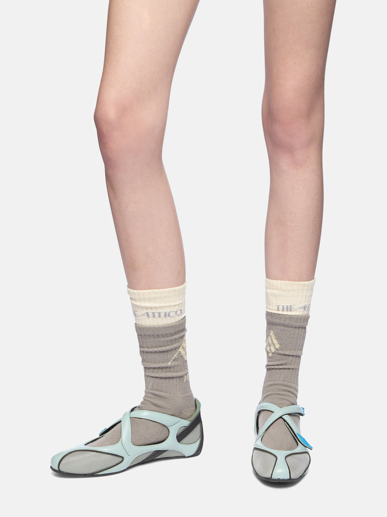 ''Floor 01'' turquoise and orange ballerina flat