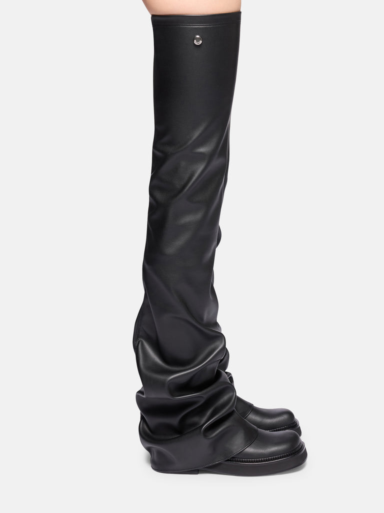 ''Robin'' black thigh-high boot
