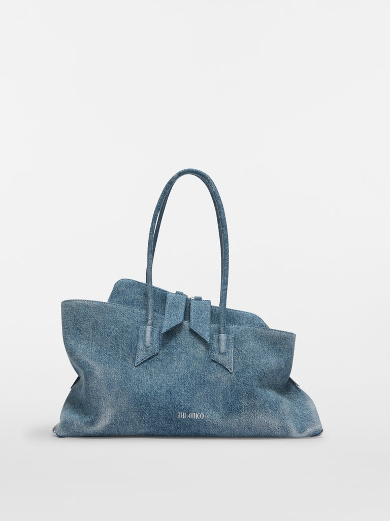 ''La Passeggiata Medium'' washed denim top handle