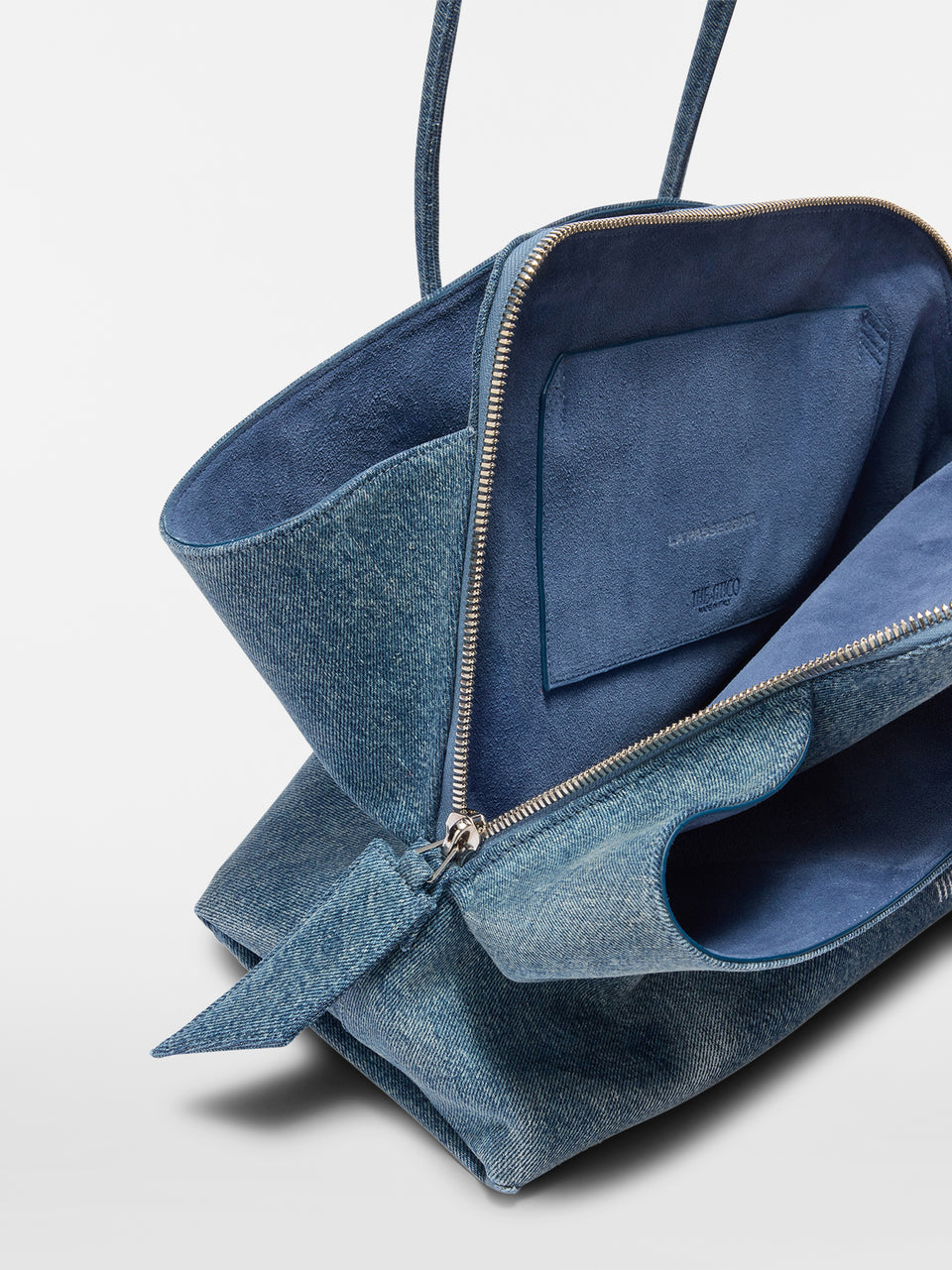 ''La Passeggiata Medium'' washed denim top handle