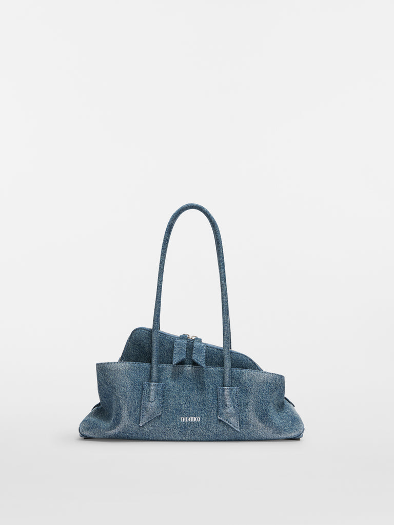 ''La Passeggiata Small'' washed denim top handle