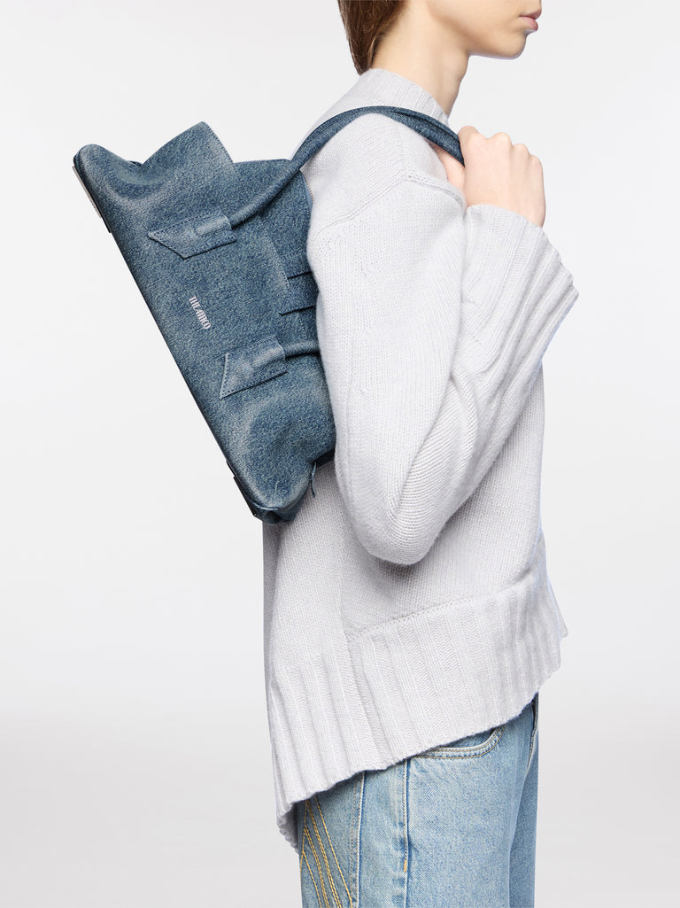 ''La Passeggiata Small'' washed denim top handle