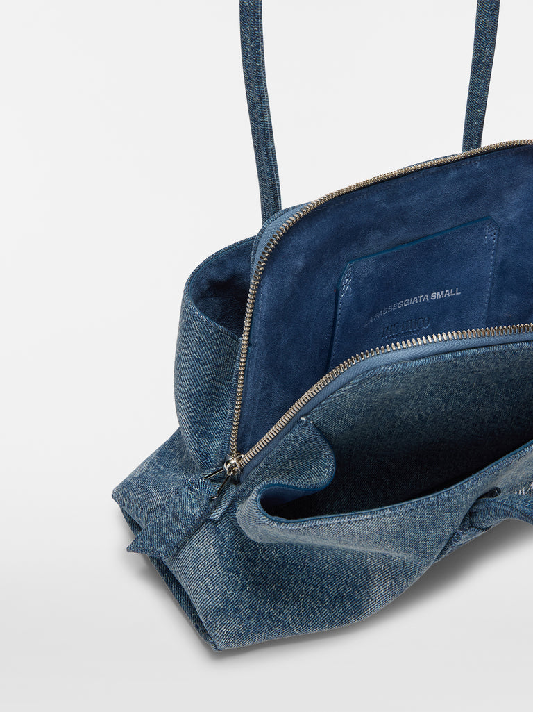 ''La Passeggiata Small'' washed denim top handle