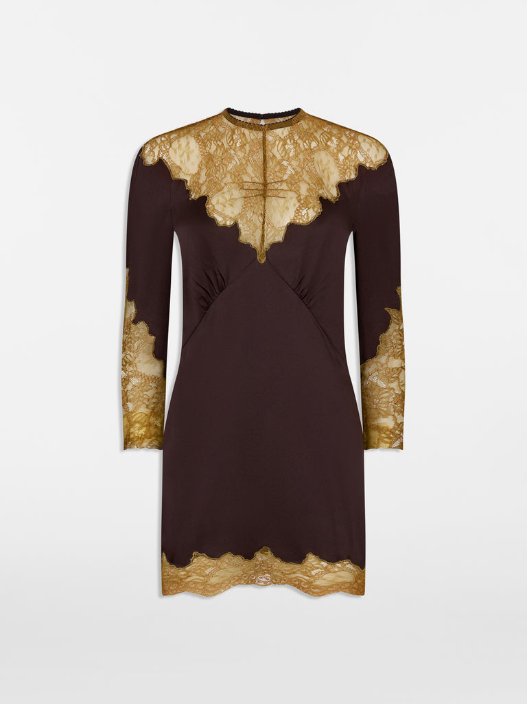 Dark green and dark brown mini dress