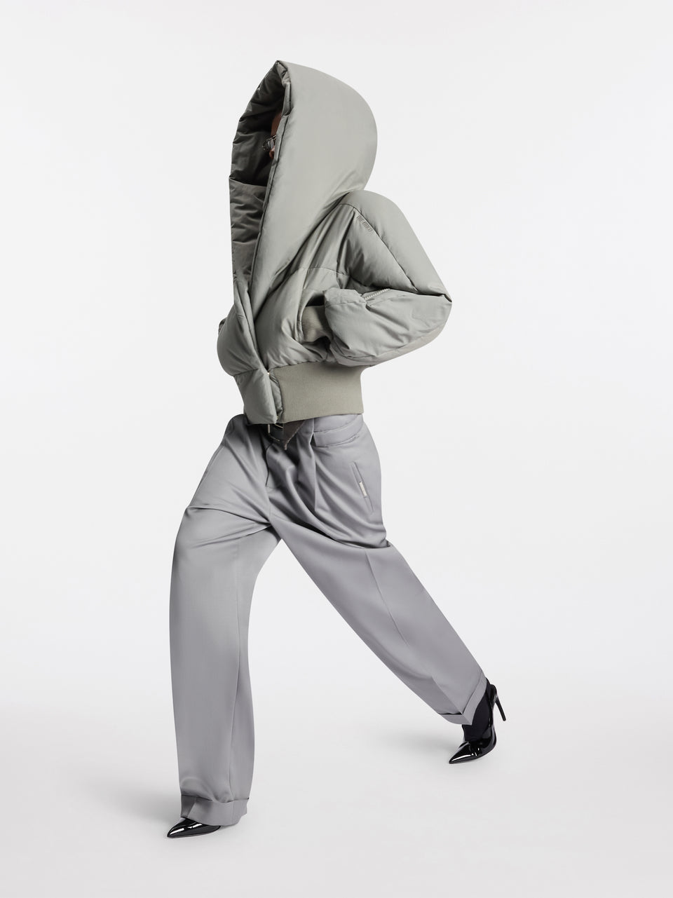 Taupe grey puffer jacket