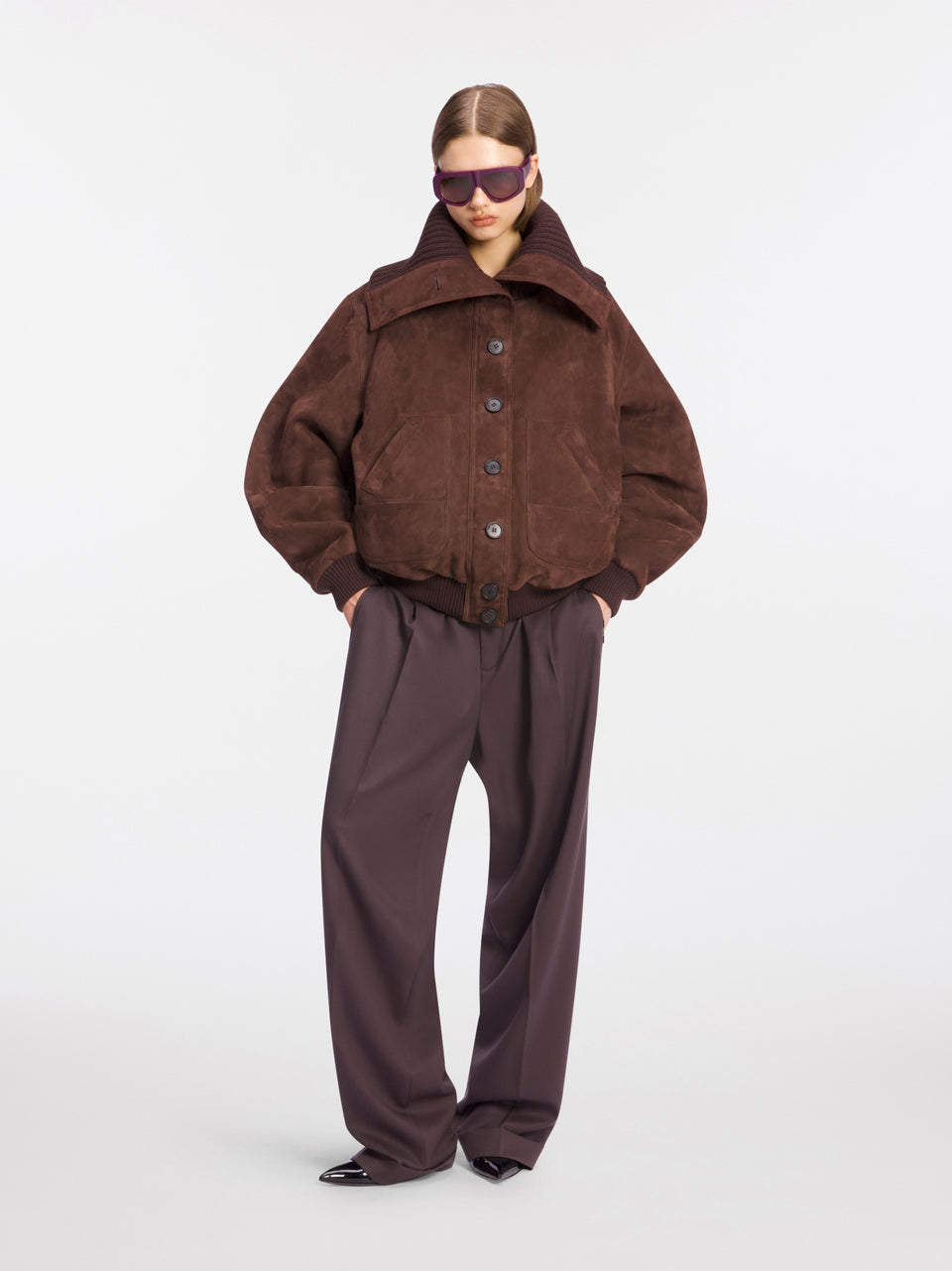 Dark brown bomber