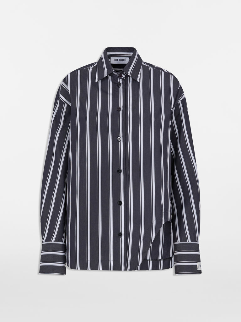 White and navy blue shirt