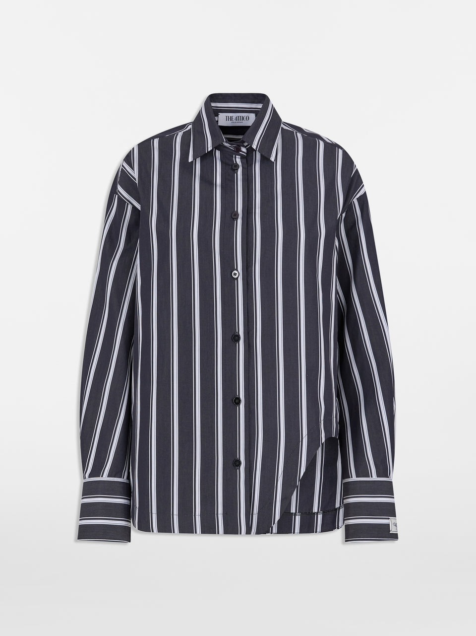 White and navy blue shirt