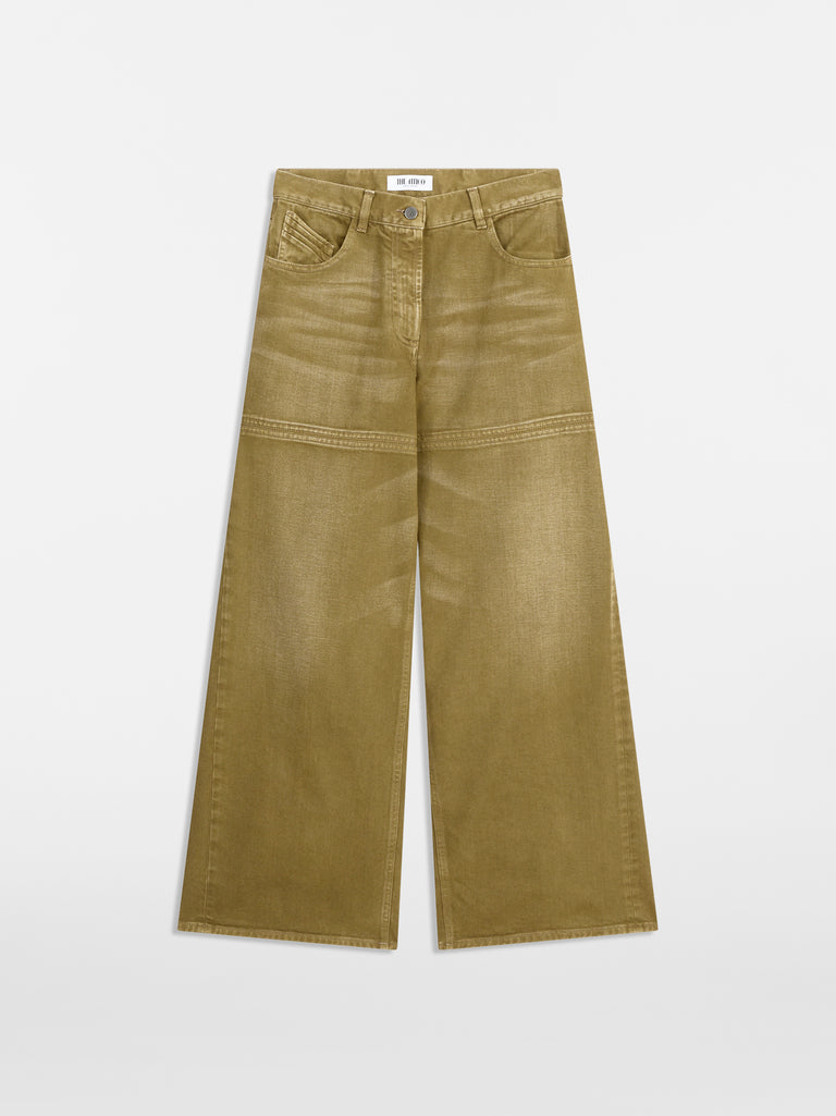 Brushed green jeans
