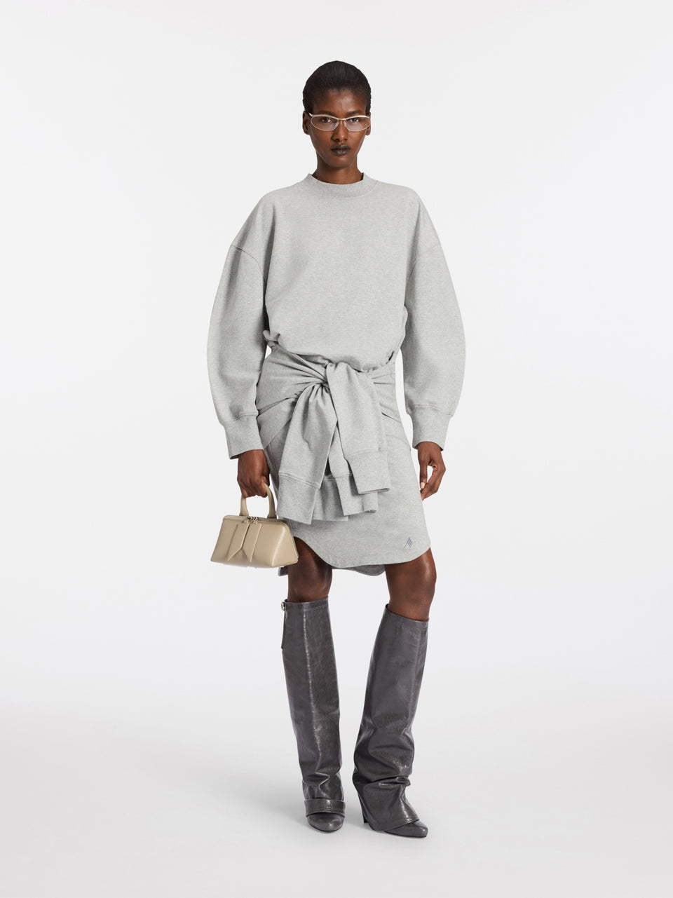 Melange grey mini skirt