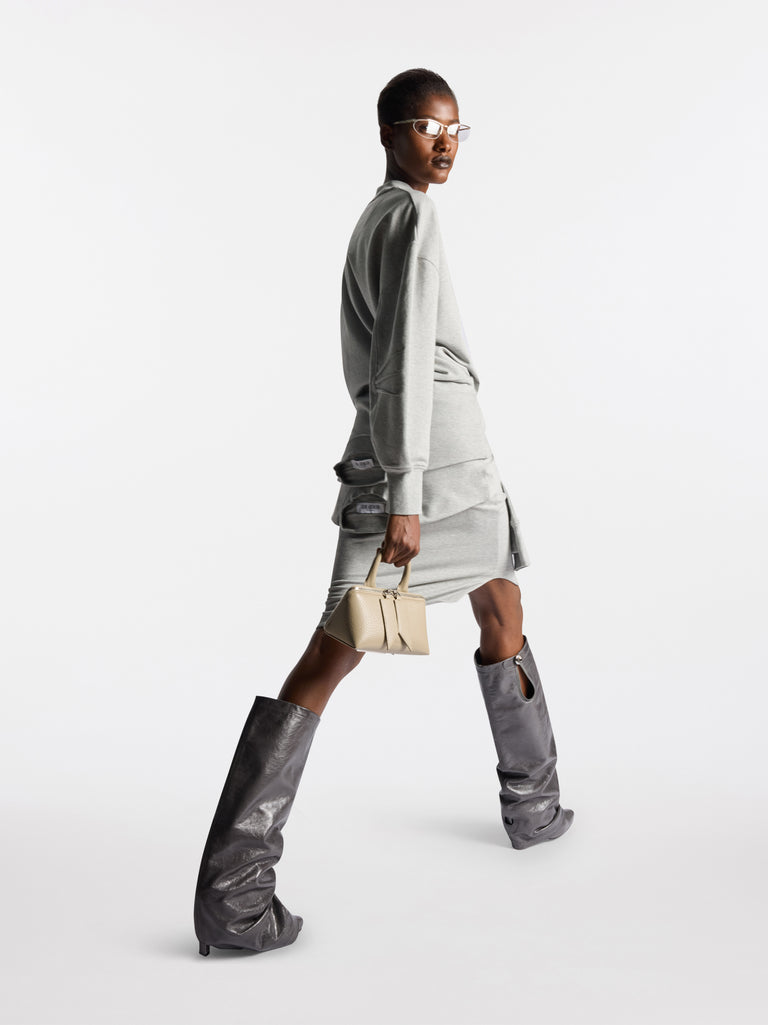 Melange grey mini skirt