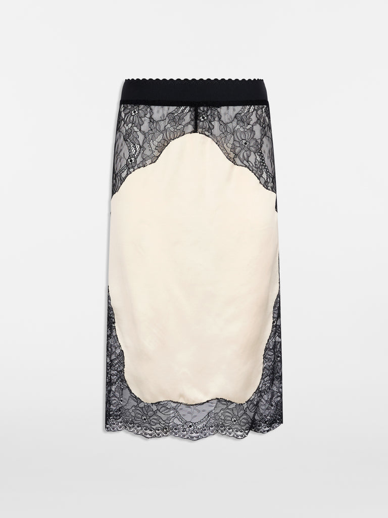 Black and ivory midi skirt