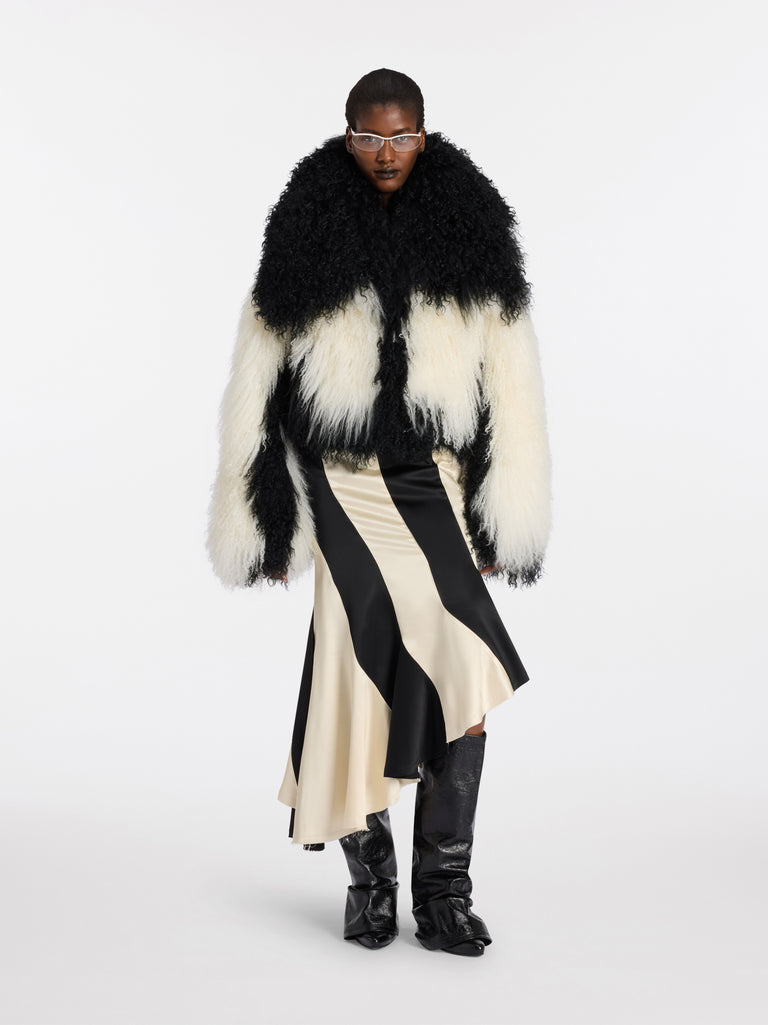 Black and ivory midi skirt