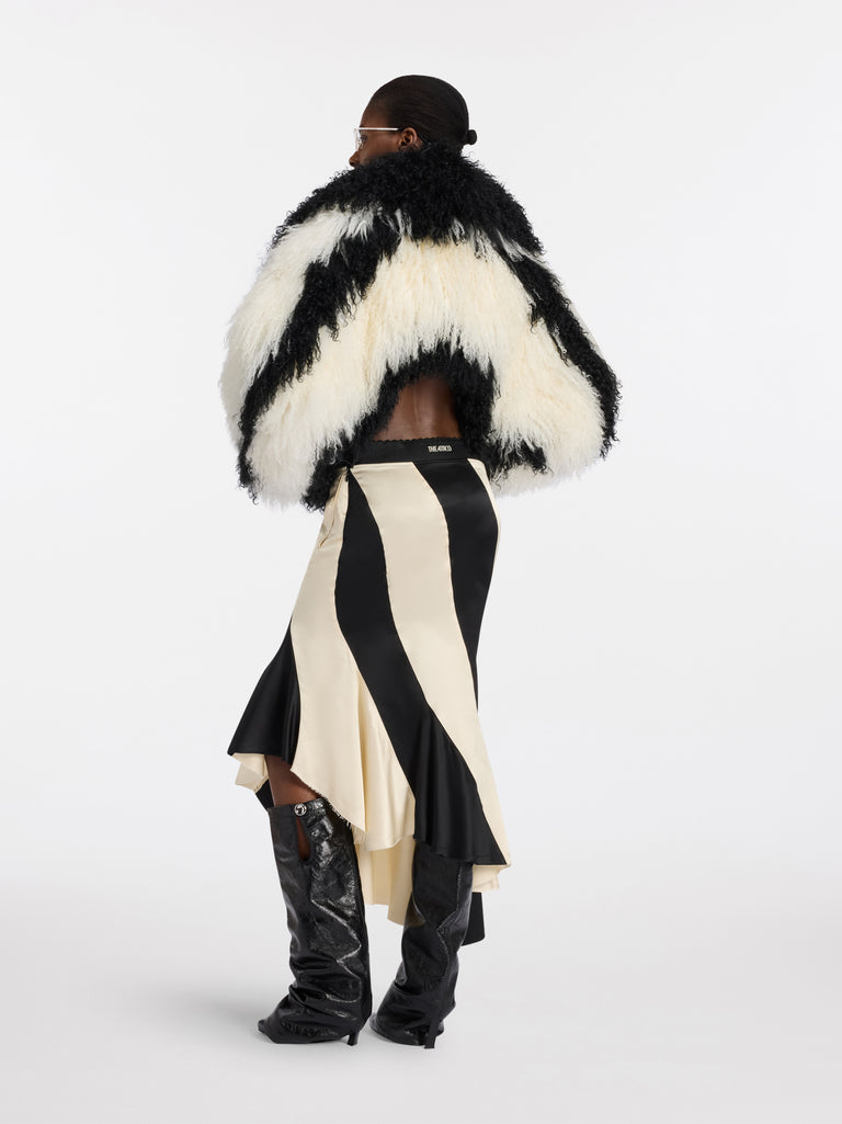 Black and ivory midi skirt