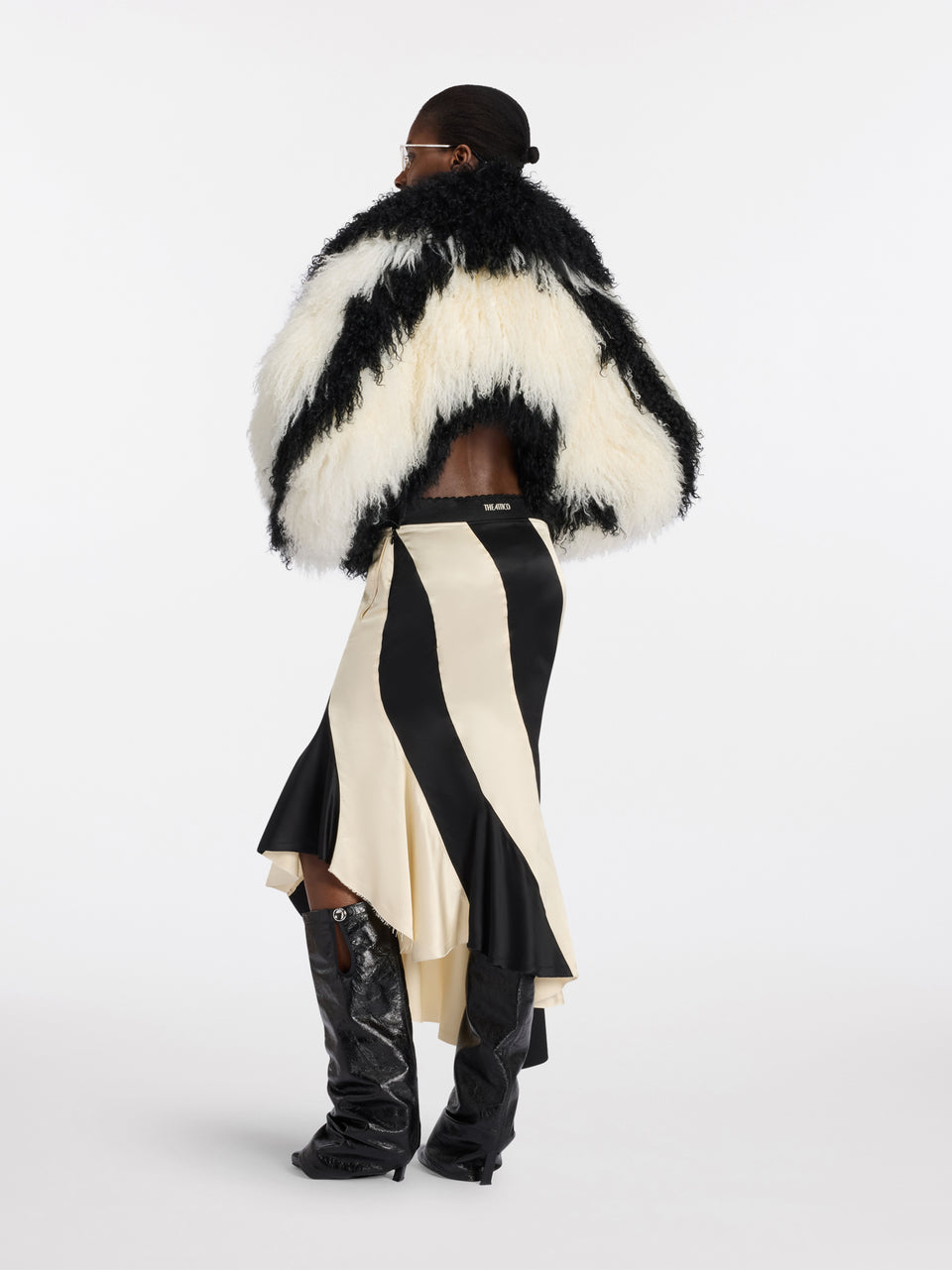 Black and ivory midi skirt