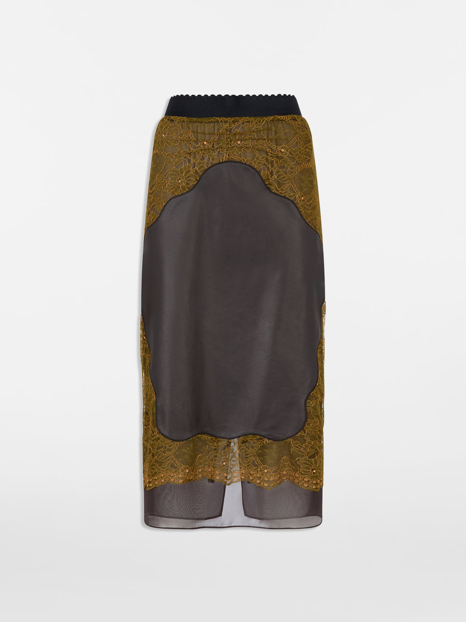 Dark green and dark brown midi skirt