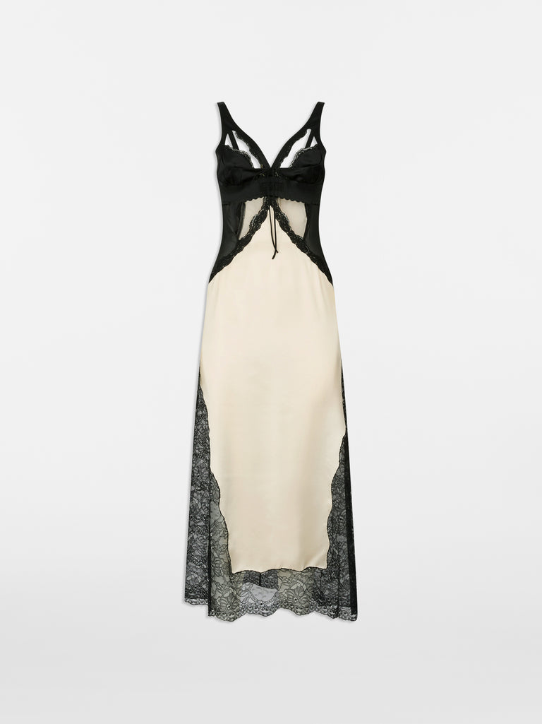 Black and ivory midi dress