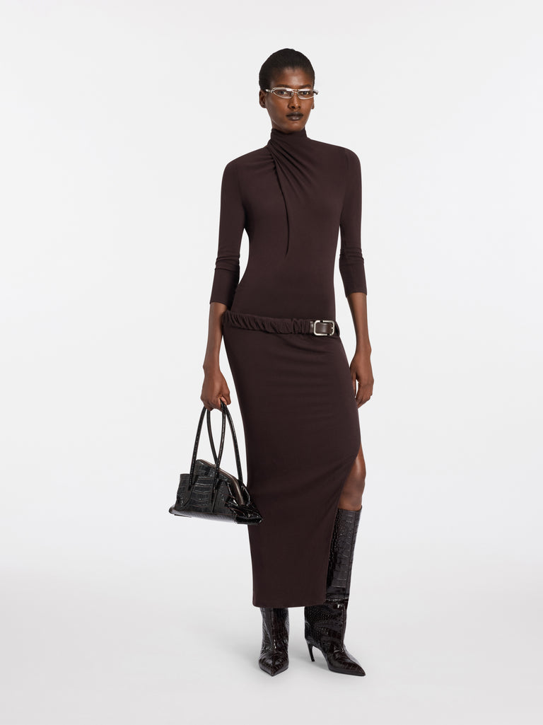 Dark brown midi dress