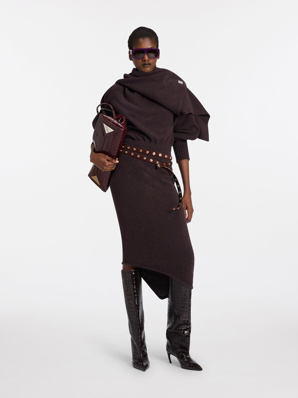 Brown midi dress