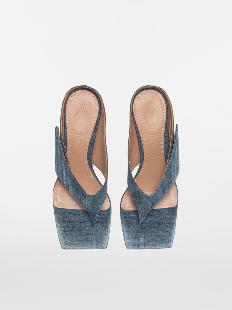 ''Cheope'' blue denim thong sandal