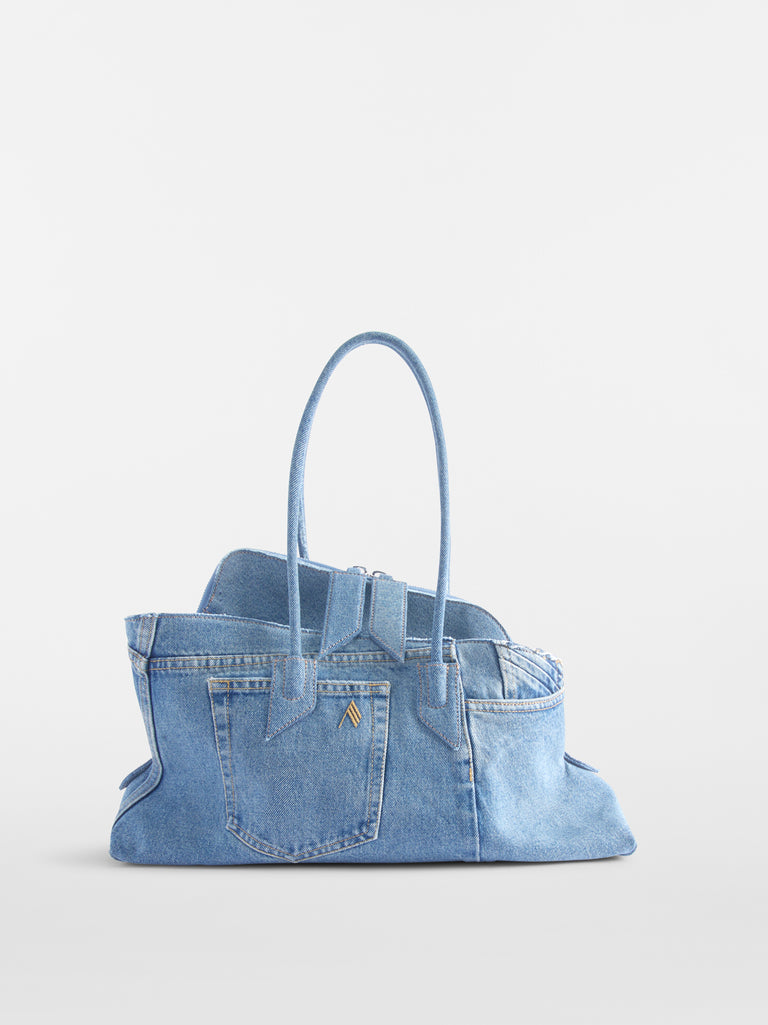 ''La Passeggiata Medium x The Ex'' Light Blue Denim Top Handle
