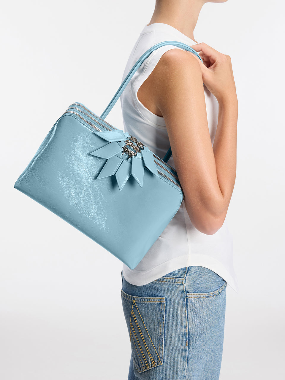 ''L'altra di Milano'' sky blue shoulder bag