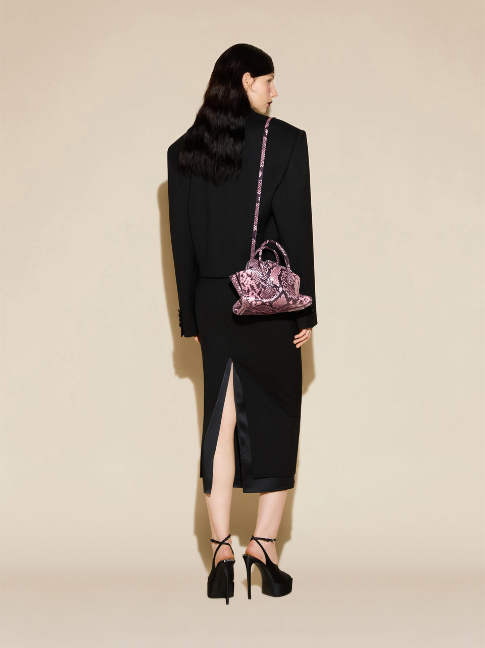 ‘‘La Passeggiata Mini‘‘ black and mauve top handle